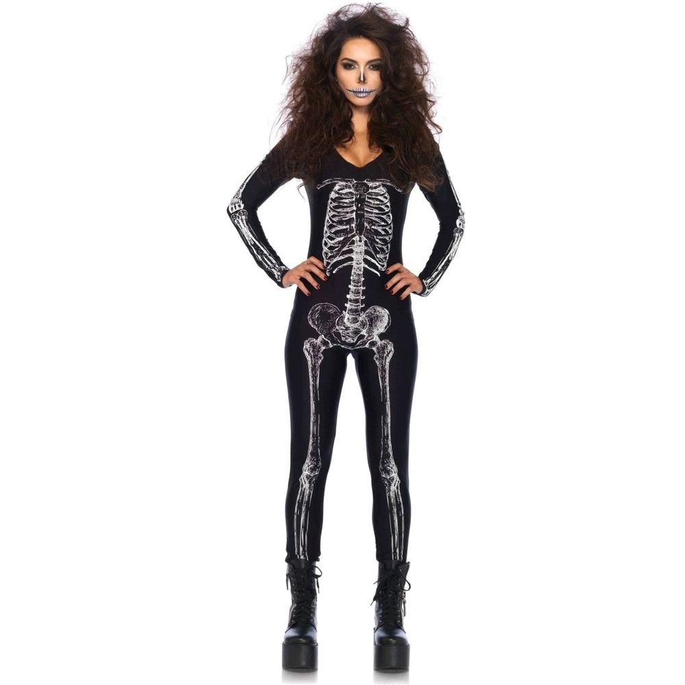 Leg Avenue Women's Skeleton Halloween Bodysuit Costume - Size Small - Picture 1 of 6